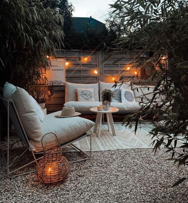 a summer evening with stylish outdoor rugs
